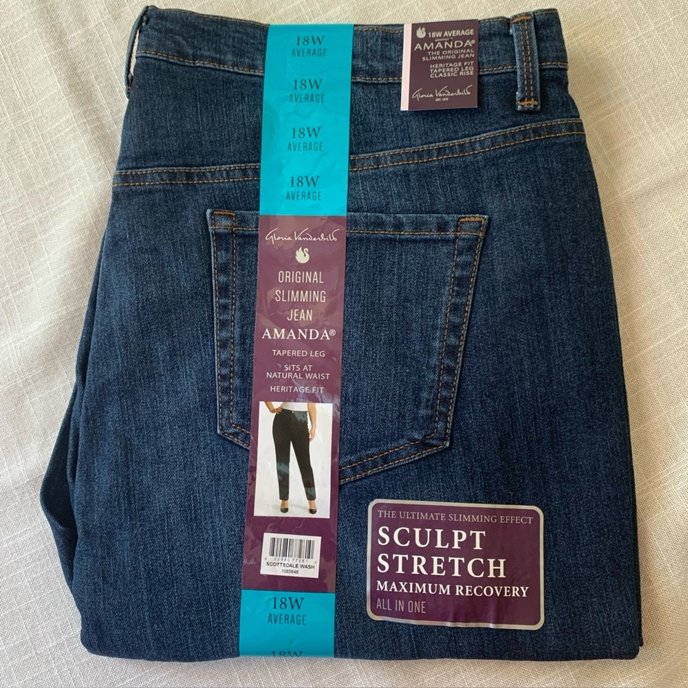 Gloria Vanderbilt Amanda Denim Jeans Tapered Leg Natural Waist Heritage Fit 18W